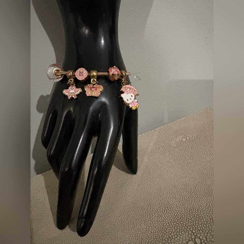 Gold and Pink Charm Bracelet - Picture 4 of 16